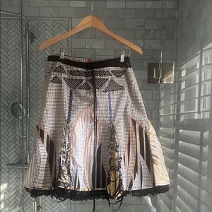 Save The Queen Black, White and Tan A-Line Printed Skirt